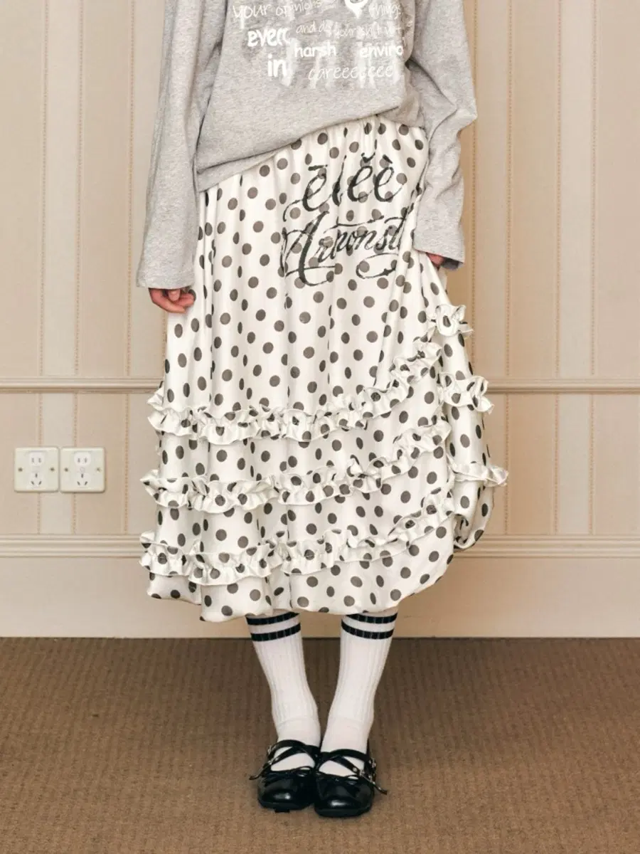 Polka Dot Satin Tiered Skirt