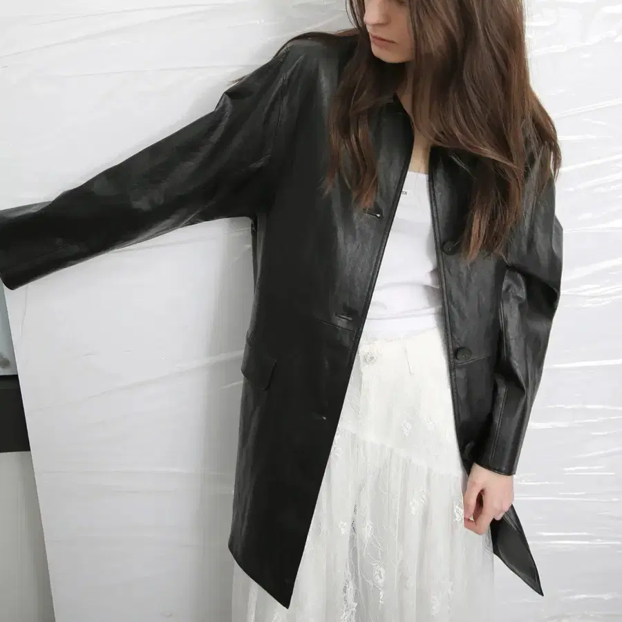 르바 Faux Leather Half Jacket 가죽 레더자켓