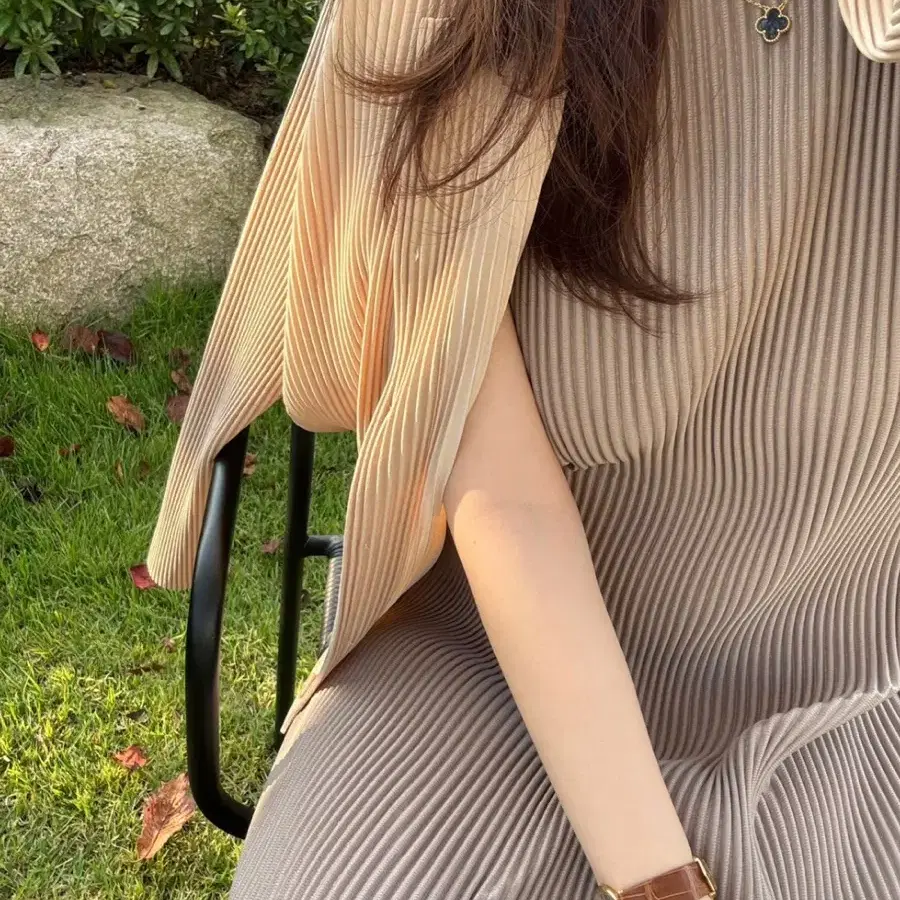 고퀄 마실룩 미시룩 등원룩 도톰 플리츠 버튼 가디건