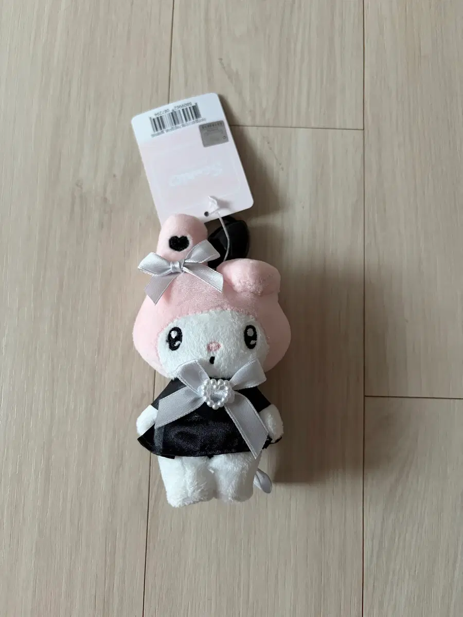 정품 산리오 인형 키링 블랙 하트 가방고리 인형, 마이멜로디, 8cm, 1개