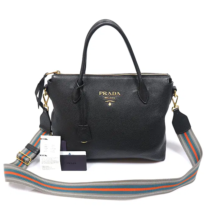 Prada(프라다) 1BA157 블랙 비텔로 다이노 레터링 로고 2WAY CO73207PR