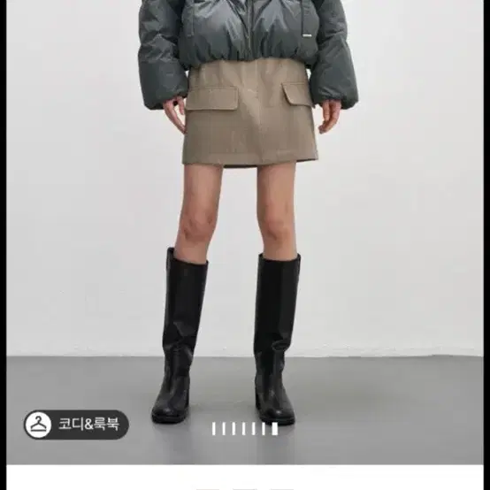 시스템 하이넥 후드 핀칭 구스 다운 점퍼 다크그레이