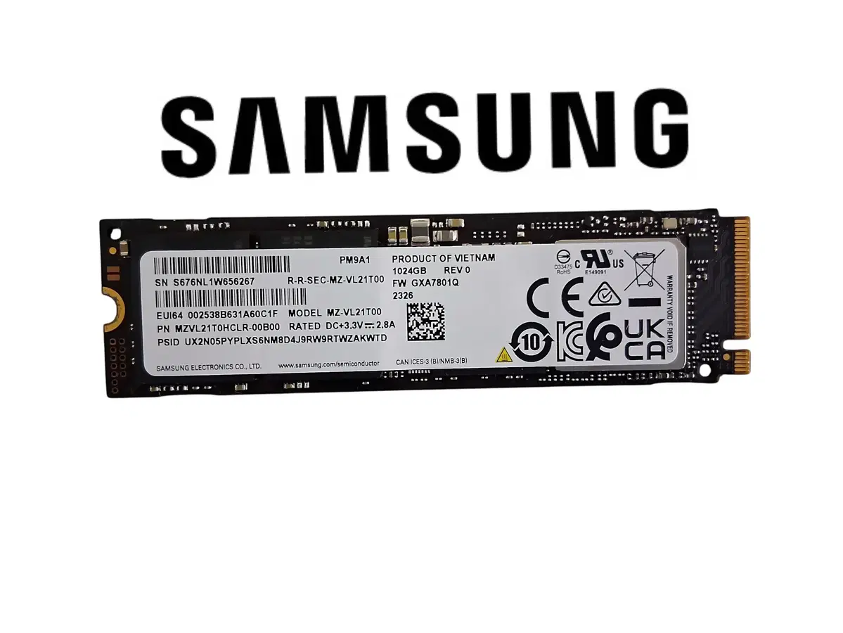 삼성 PM9A1 1TB M.2 NVMe SSD 980PRO급 고성능 Gen4 벌크