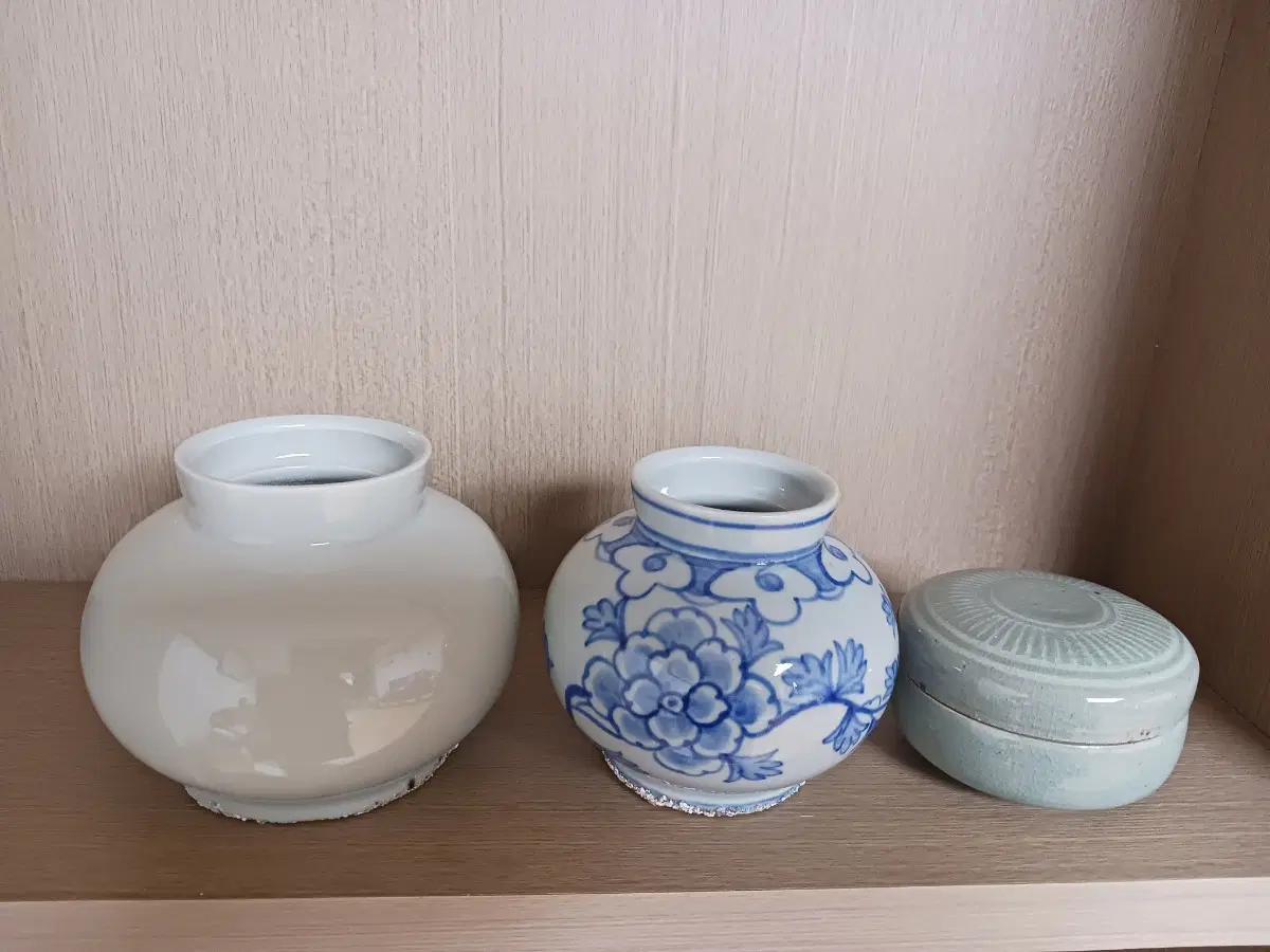 백자호 청백목단 호 청자합