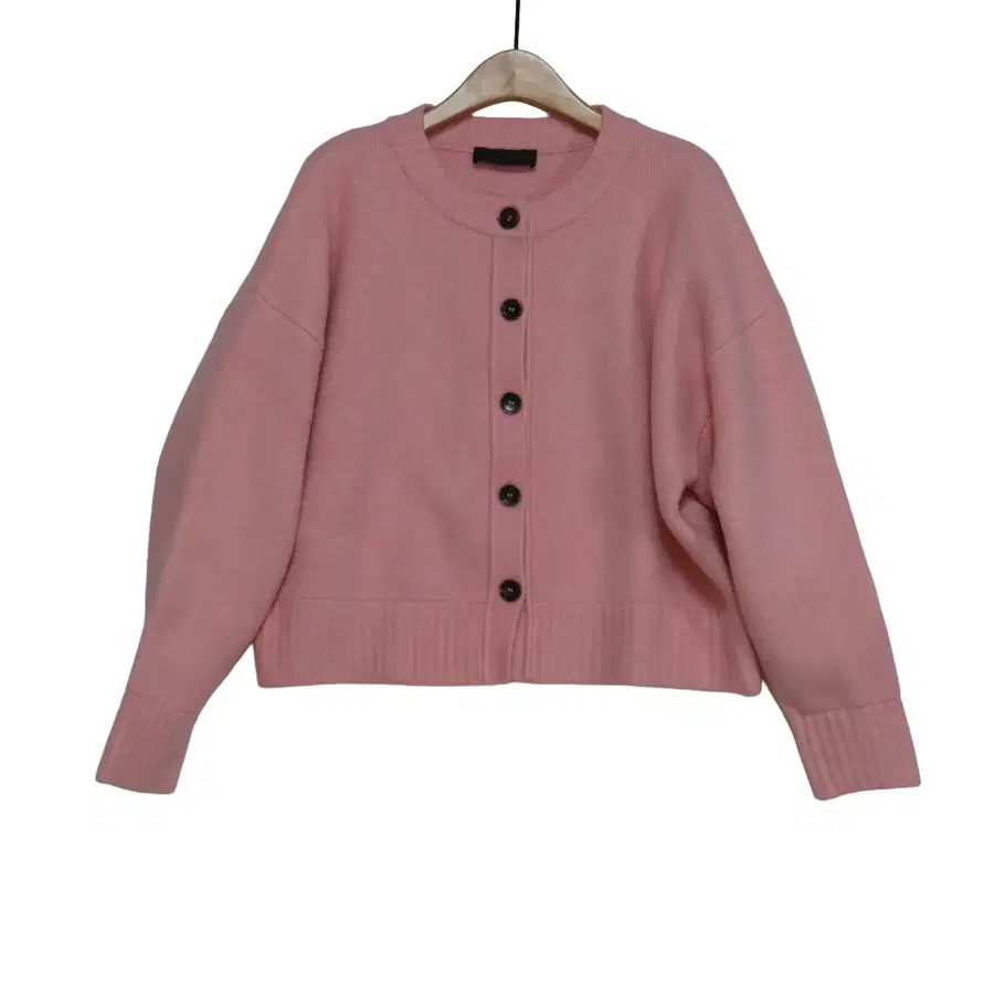 자라 ZARA 라운드넥 니트 가디건 핑크 여성 L