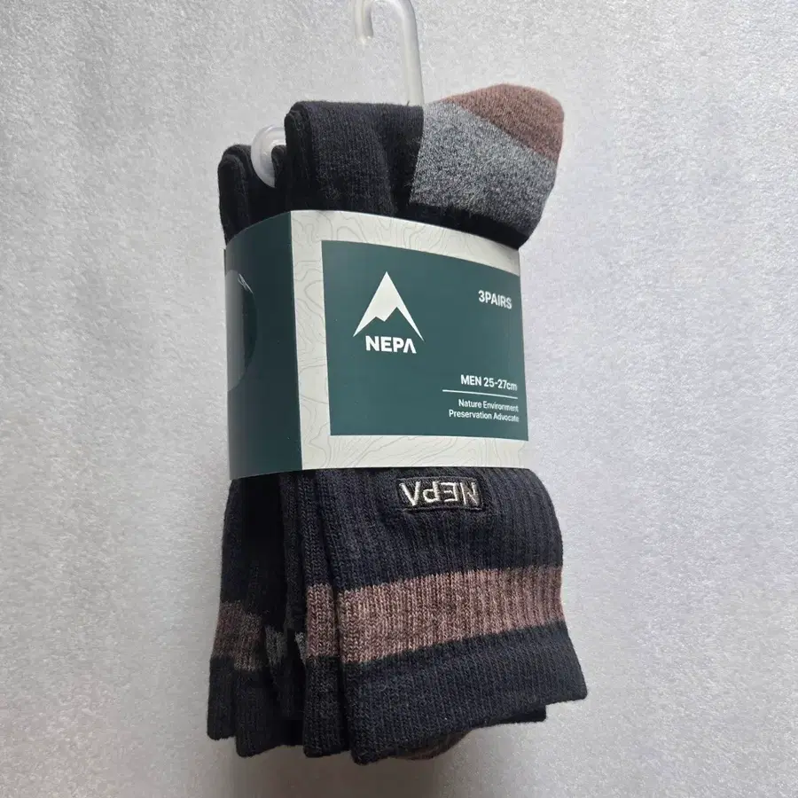 총3족 NEPA 네파 남성 파일쿠션 장목 자수 양말 25-27cm