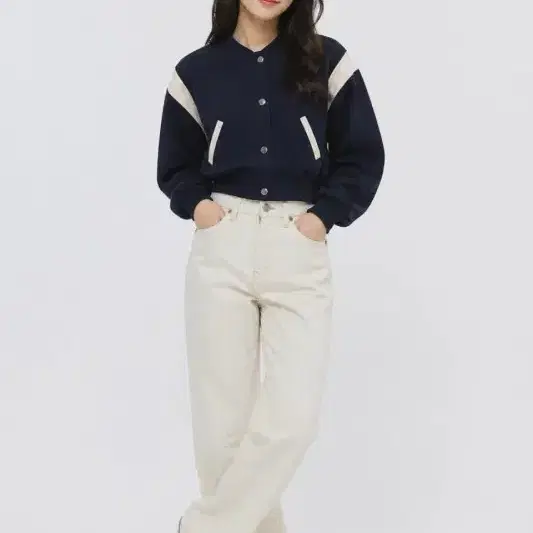여F/베이델리 오버핏 크롭 야구잠바