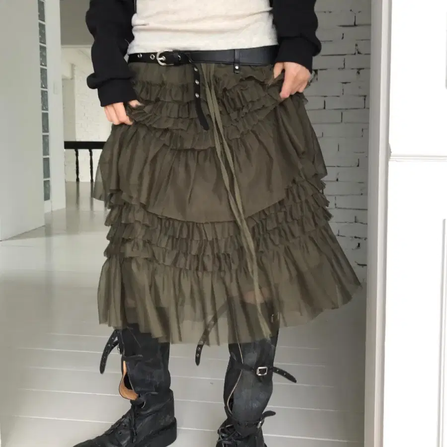릿킴 카키 캉캉스커트