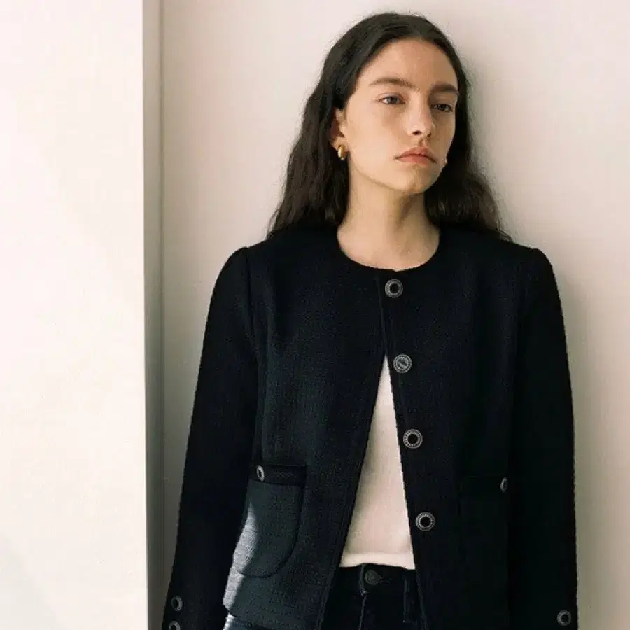 패브릭 컬러지 fabricology  트위드 자켓 블랙