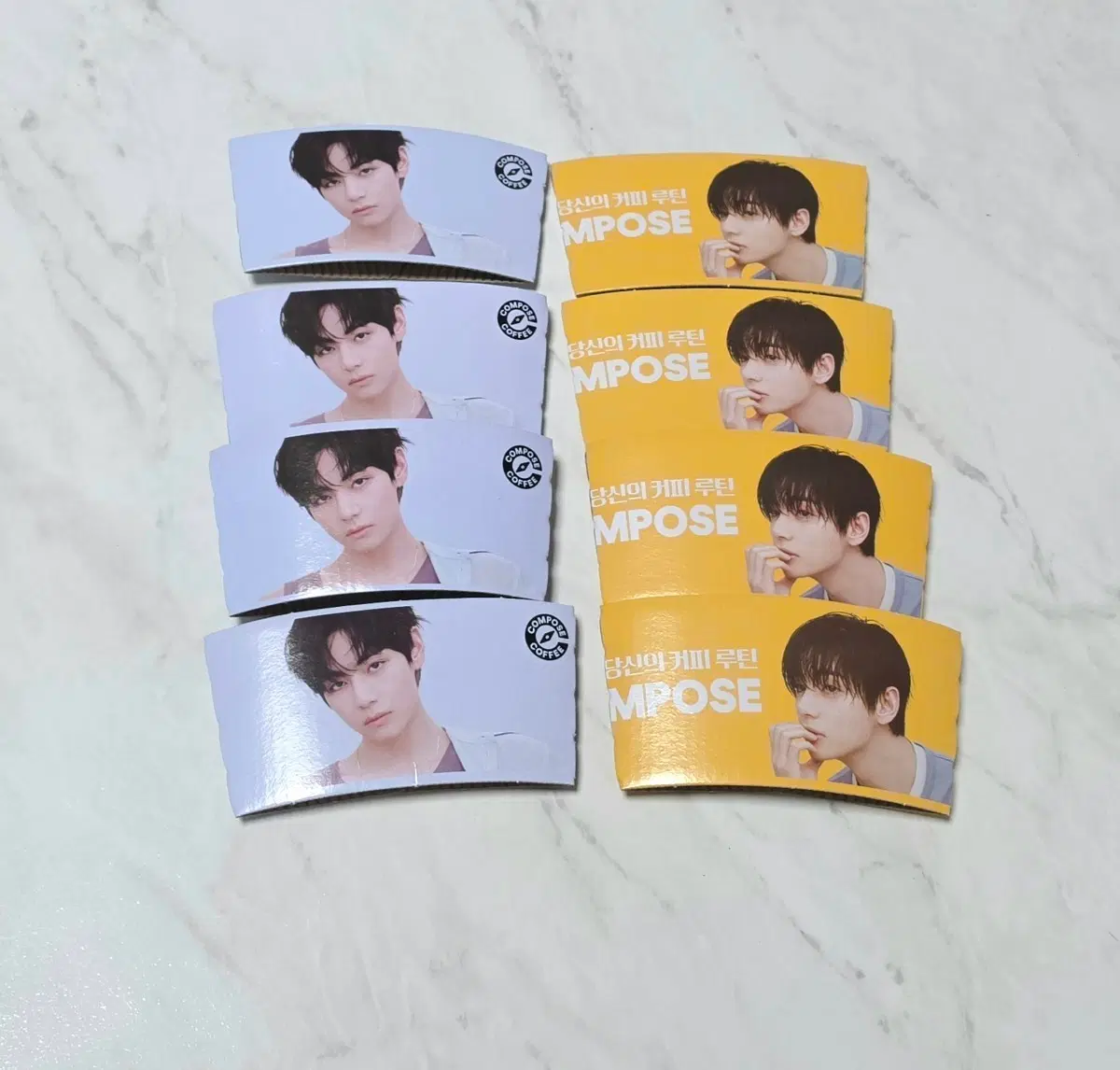 세트) 컴포즈커피 BTS 방탄소년단 김태형 뷔 V 컵홀더 양도 판매