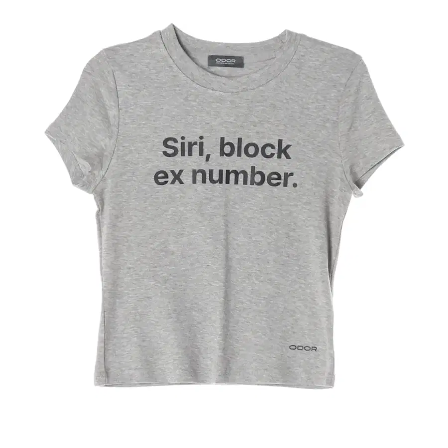 오도어 오도어 ODOR HEY SIRI 레터링 슬림핏 반팔 티셔츠 탑 그레이