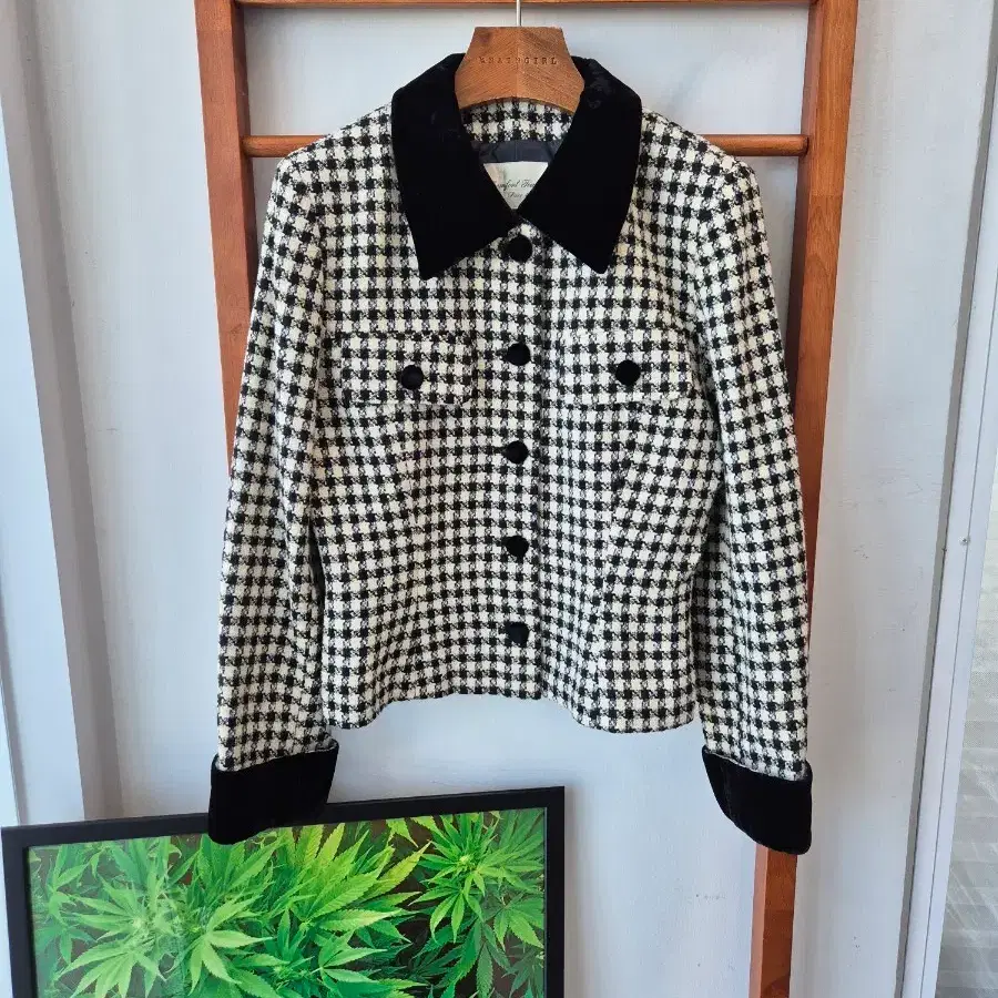 (프리미엄 JPN VTG) 벨벳 디테일 트위드자켓