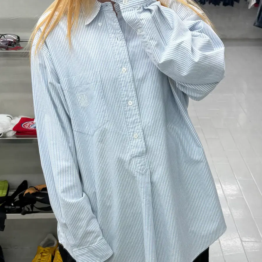 (2XL)  폴로 랄프 로렌 크레스트 자수 스트라이프 풀오버 셔츠