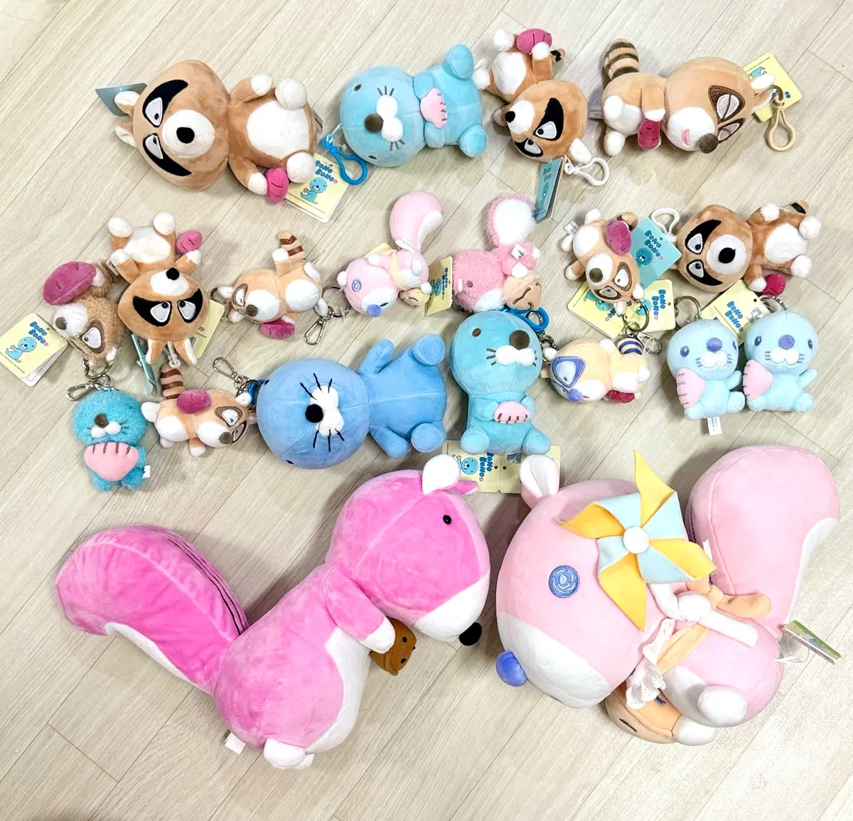 bonobono보노보노 너구부리 다람쥐 포로리 인형뽑기키링열쇠가방고리keyring일괄처분