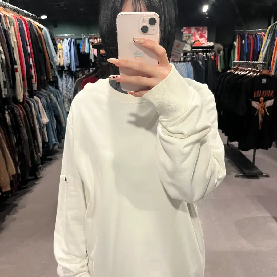 (046) STONE ISLAND 스톤아일랜드 아이보리 오버핏 맨투맨