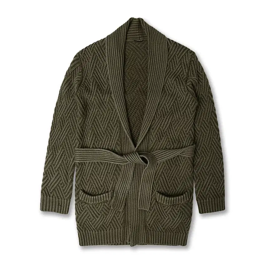 라르디니 [Lardini] 카키 이탈리아 라나 울 로브 니트 가디건 자켓