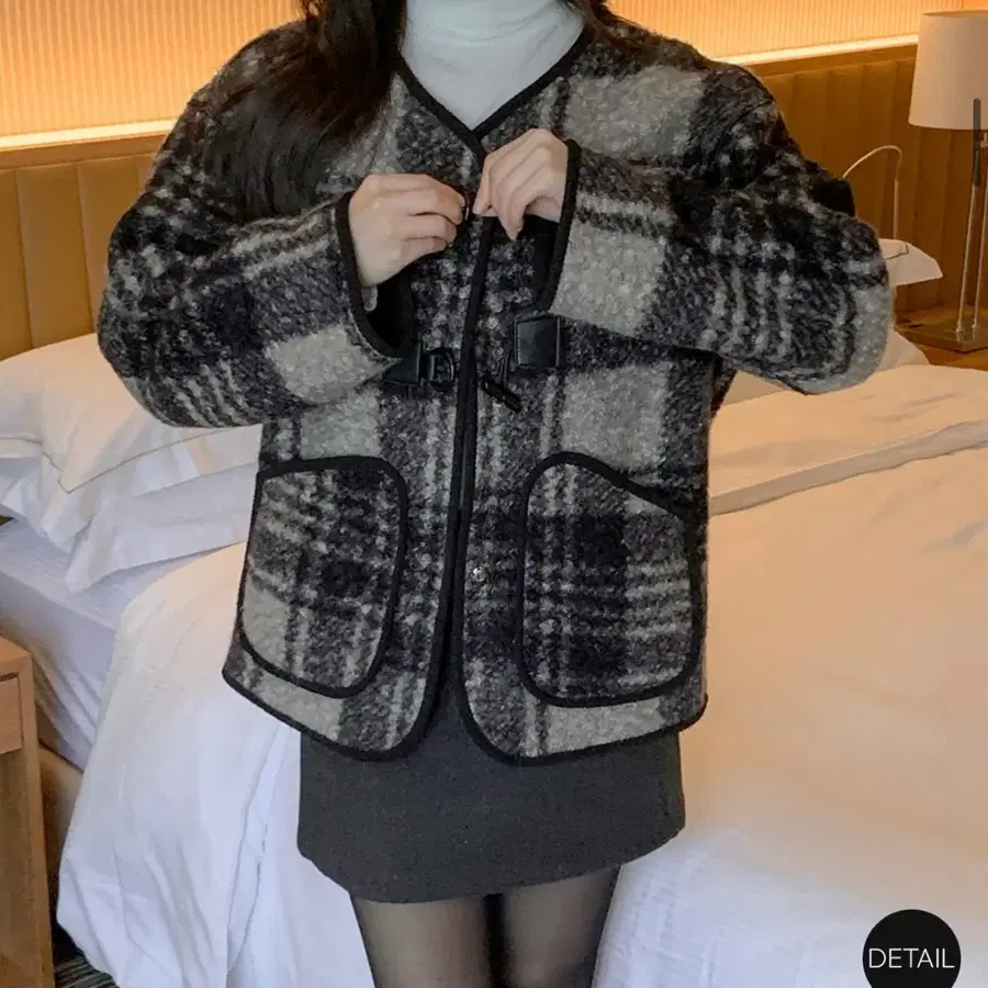 체크 더플 자켓