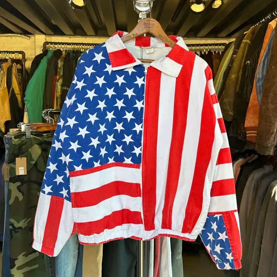 [100]90s 성조기 American Flag 드롭숄더 자켓 made in usa