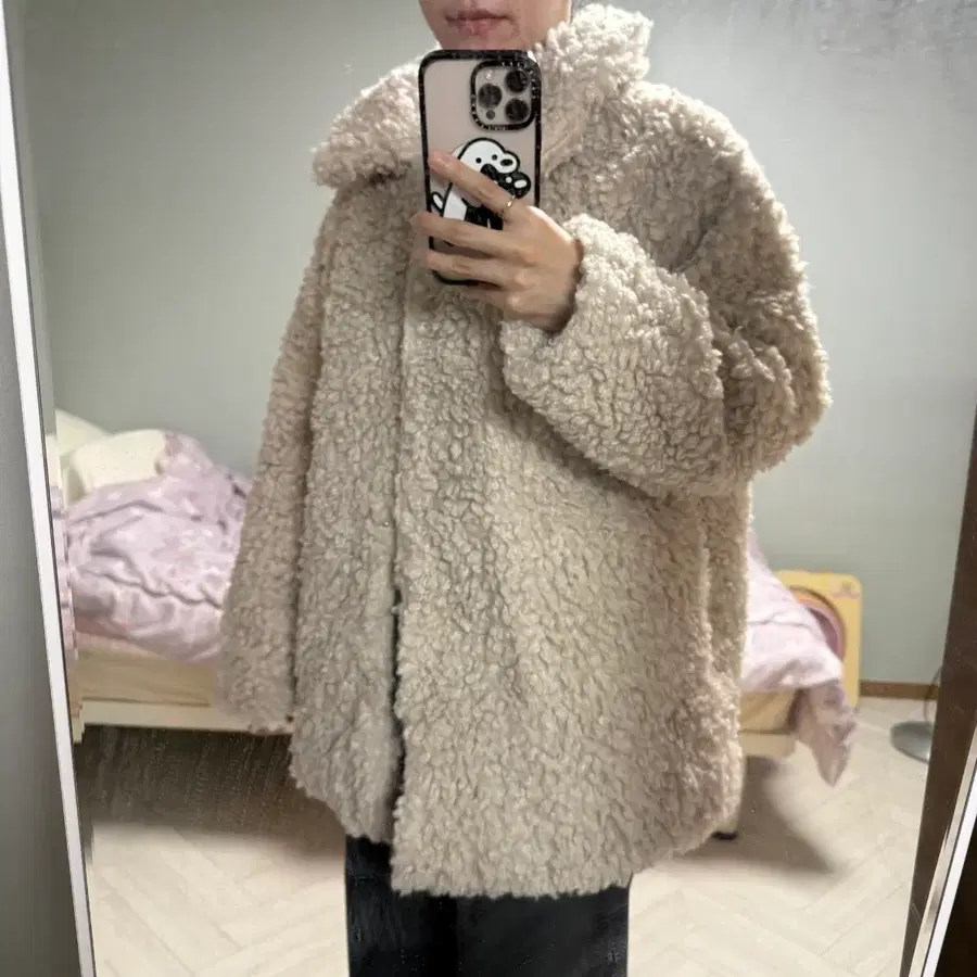 양털 후리스 자켓 아이보리
