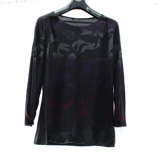 ETRO 에뜨로 B6219 여성46 9부소매 라운드넥 울 스판 티셔츠 구스몰