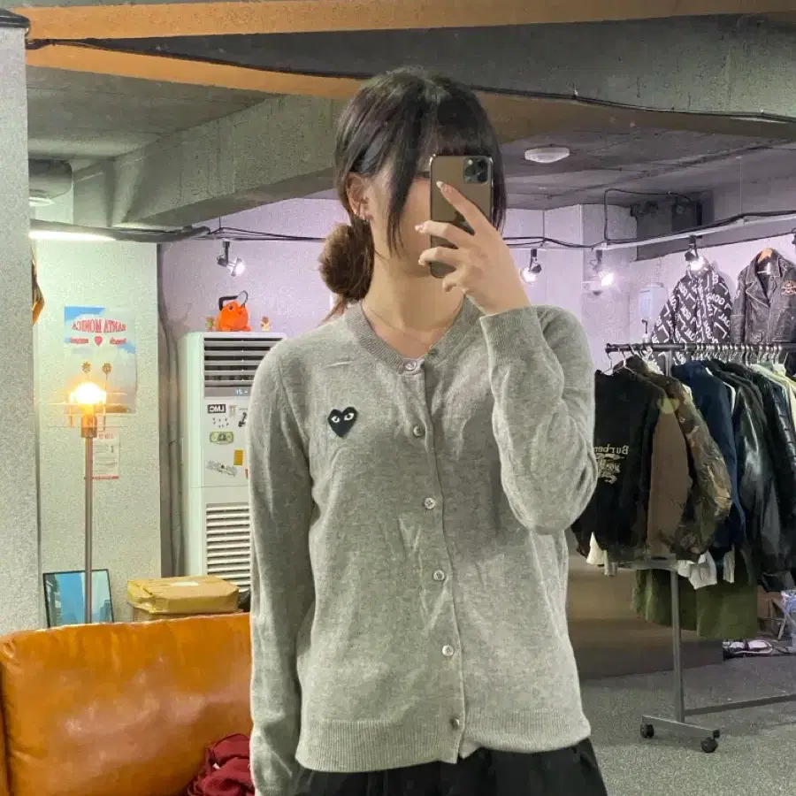 꼼데가르송 블랙 하트 니트 가디건 그레이 B6062