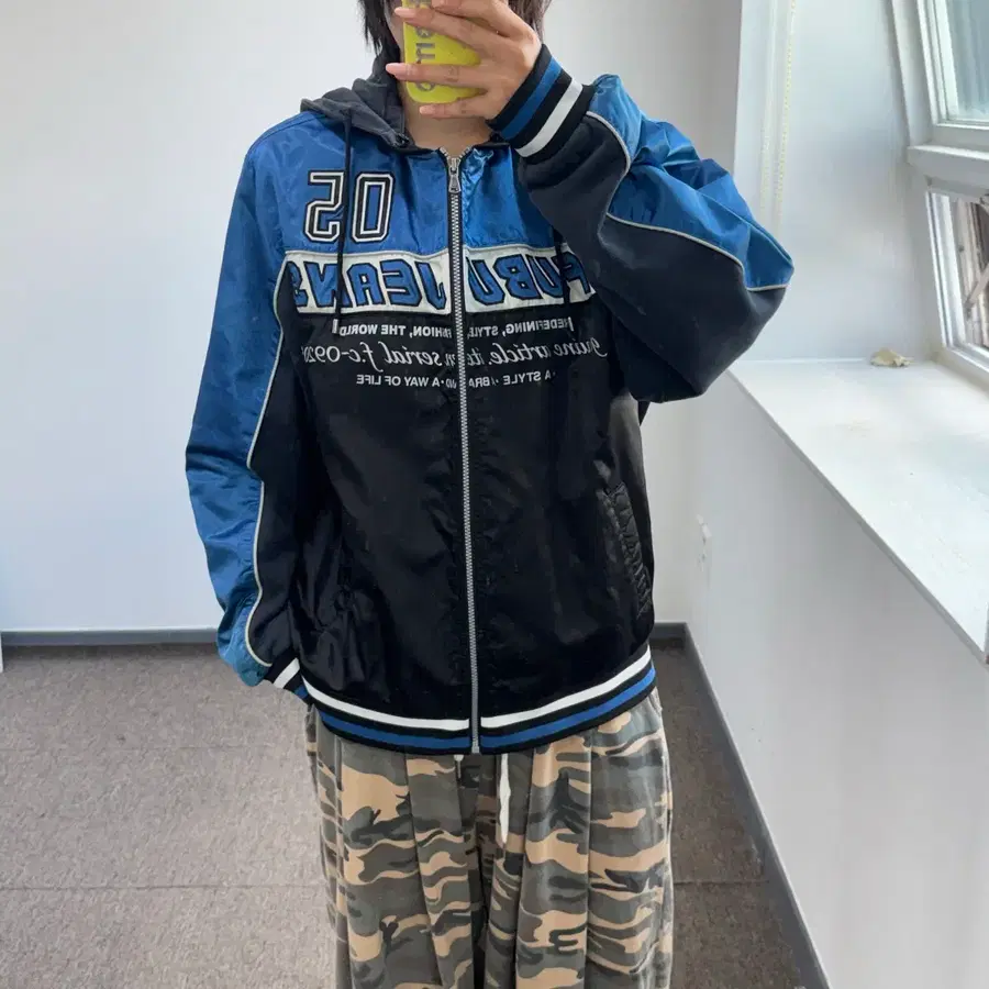 Fubu 후부 블루 글로시 후드집업 자켓