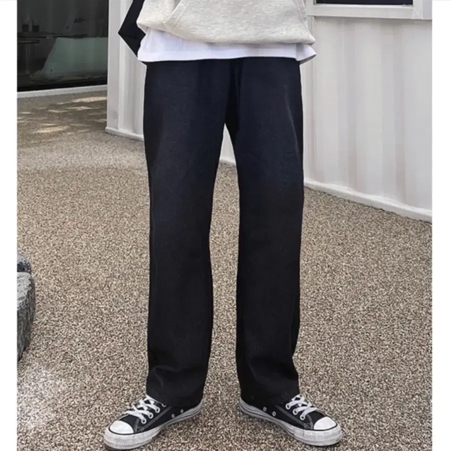 밴딩 흑청 데님 팬츠