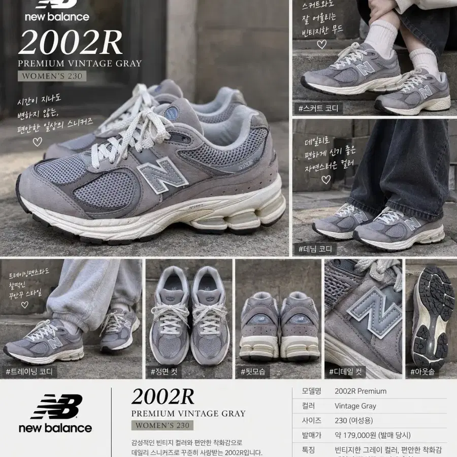 뉴발란스 2002R 프리미엄 빈티지 그레이 230
