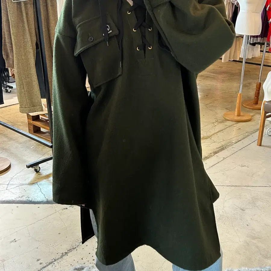 [ SwannDri ] wool100% OLIVE color hood bush shirt&anorak  올리브 부시 셔츠 아노락