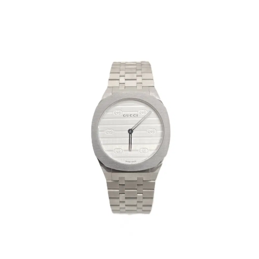 구찌 25H 쿼츠 실버 다이얼 여성 시계 30MM YA163501