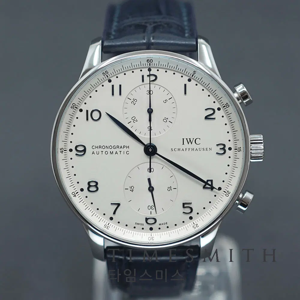 [IWC] 포르투기저 크로노그래프 스틸 블루핸즈 실버다이얼 IW371417