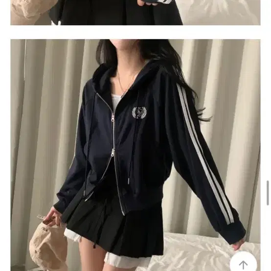 에이블리 투웨이 자수 후드집업