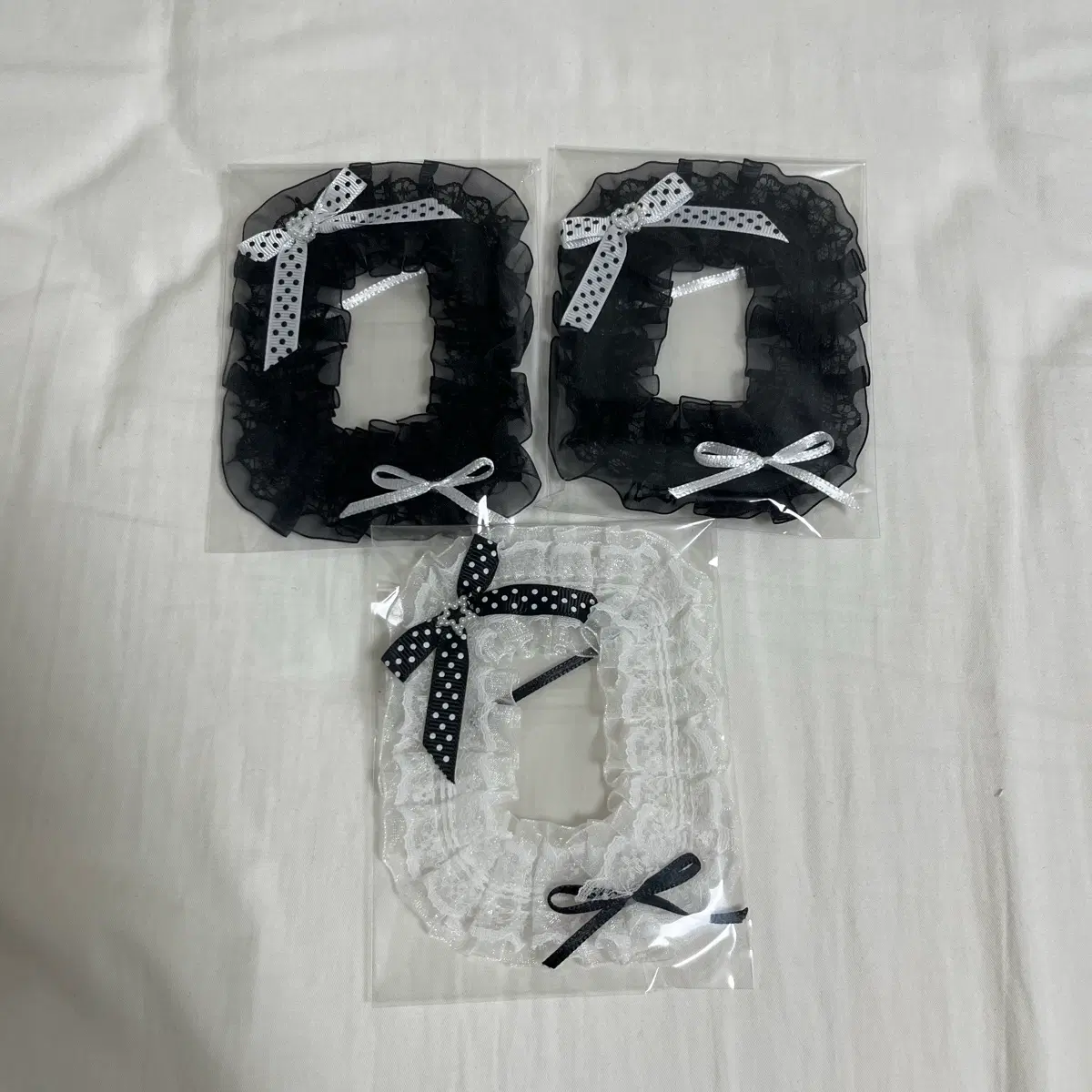 (3개 세트) 블랙&화이트 레이스 탑로더