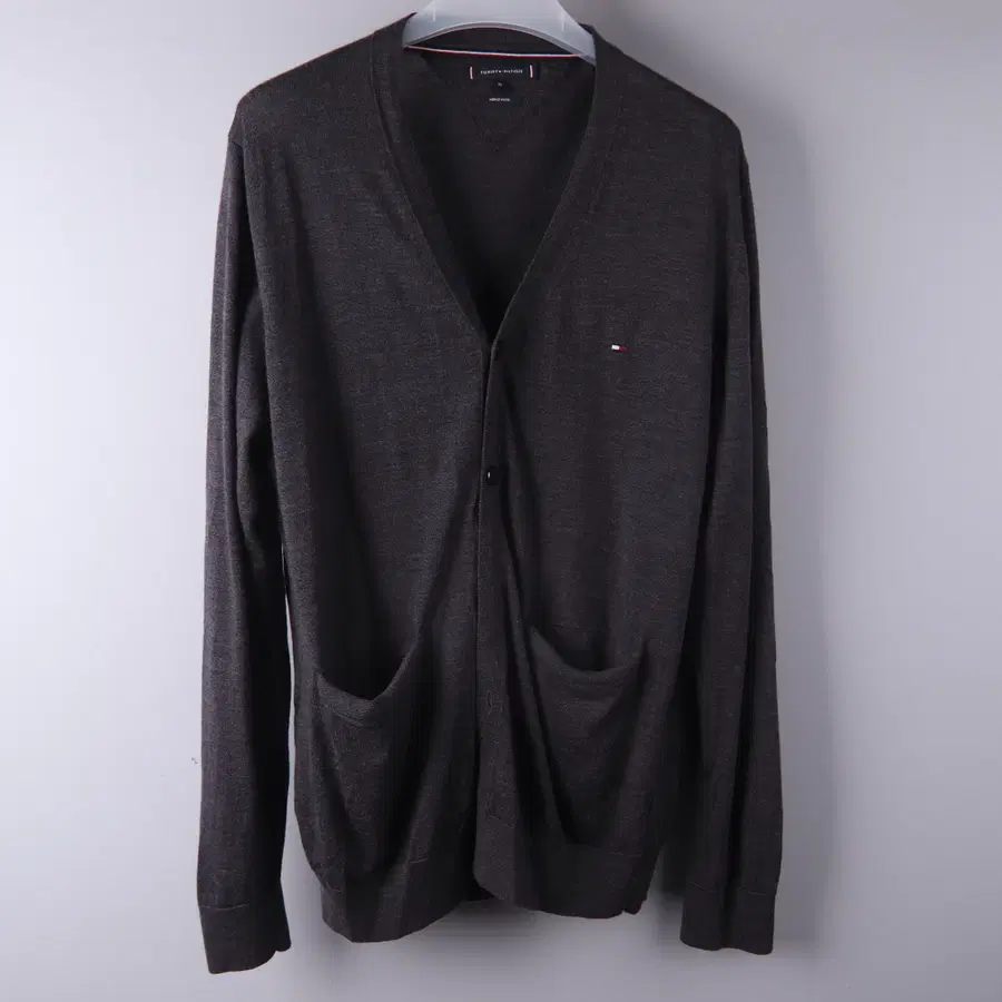 타미힐피거 코튼 브이넥 가디건 다크그레이 (XL) 5749