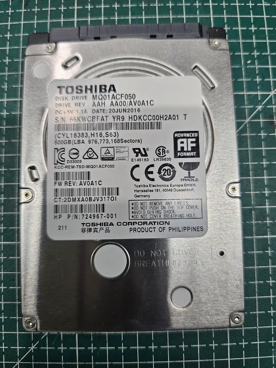 도시바 노트북 2.5 500GB HDD