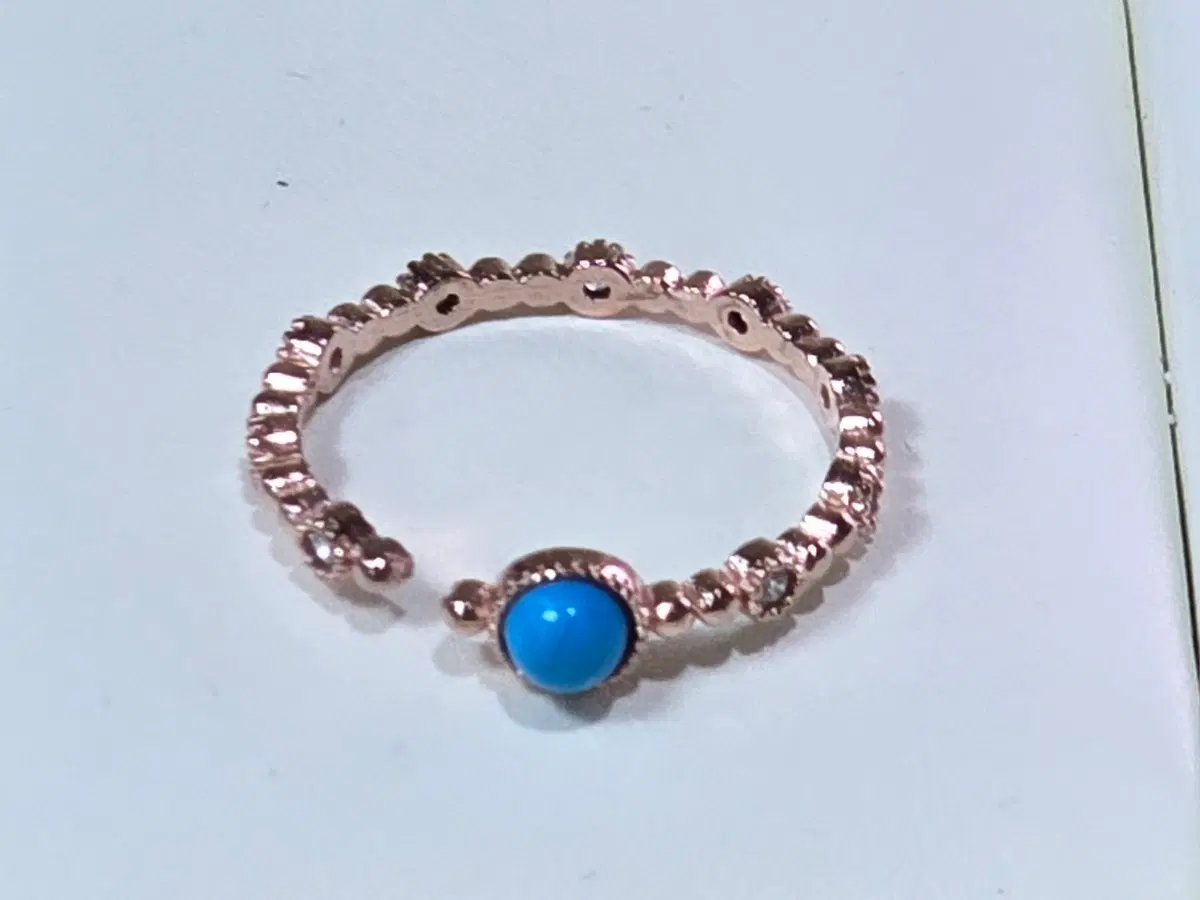 로즈골드 터키석 오픈링 반지14호