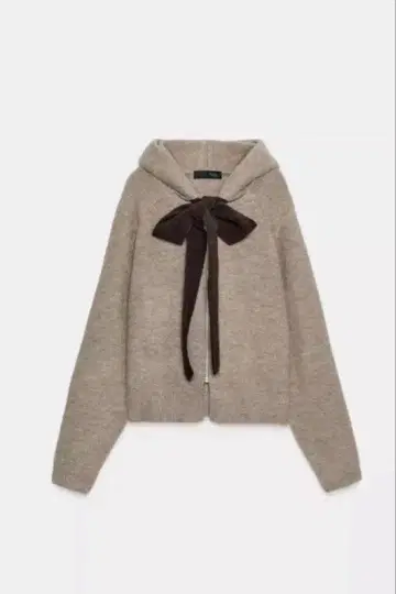완판템 ZARA 자라 후드 부착 타이 벨트 니트 가디건 리본 후드티