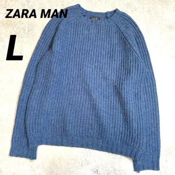 ZARA MAN 알파카 혼방 리브 니트 L 블루 스웨터 완판템 남성용