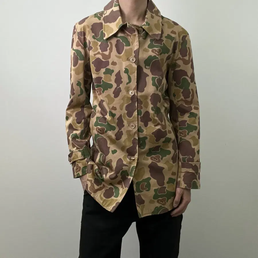 jpn vtg 카모플라쥬 코튼 싱글 코트 L
