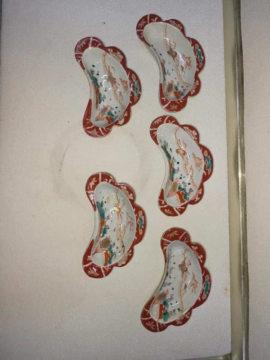 19세기 고이마리양식 학거북송죽매문 변형 접시 5객 세트