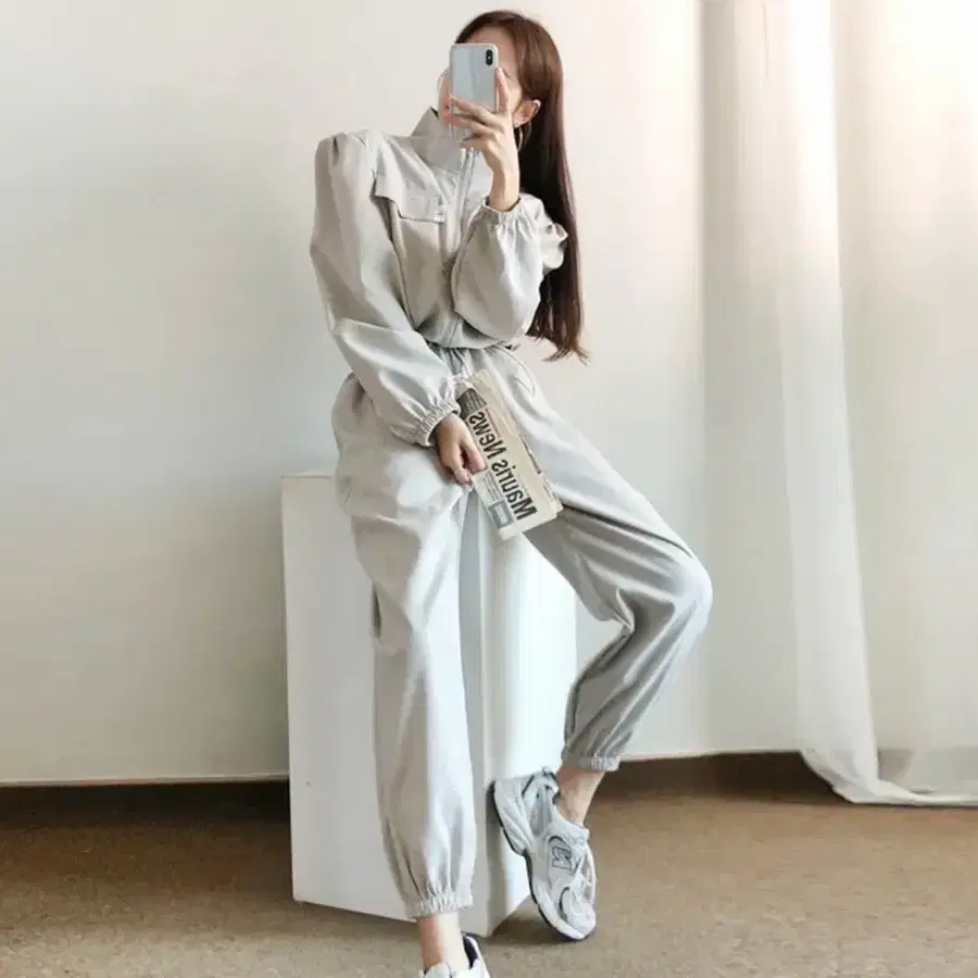 여성 아노락 크롭 조거팬츠 투피스 세트