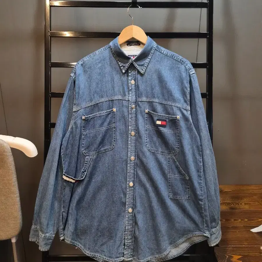 [M] 타미힐피거 TOMMY HILFIGER 타미진스 90s 올드스쿨 카펜터 데님 셔츠 5.9