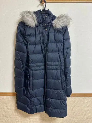타미힐피거 다운 코트 후드 퍼 탈부착 가능 네이비 L