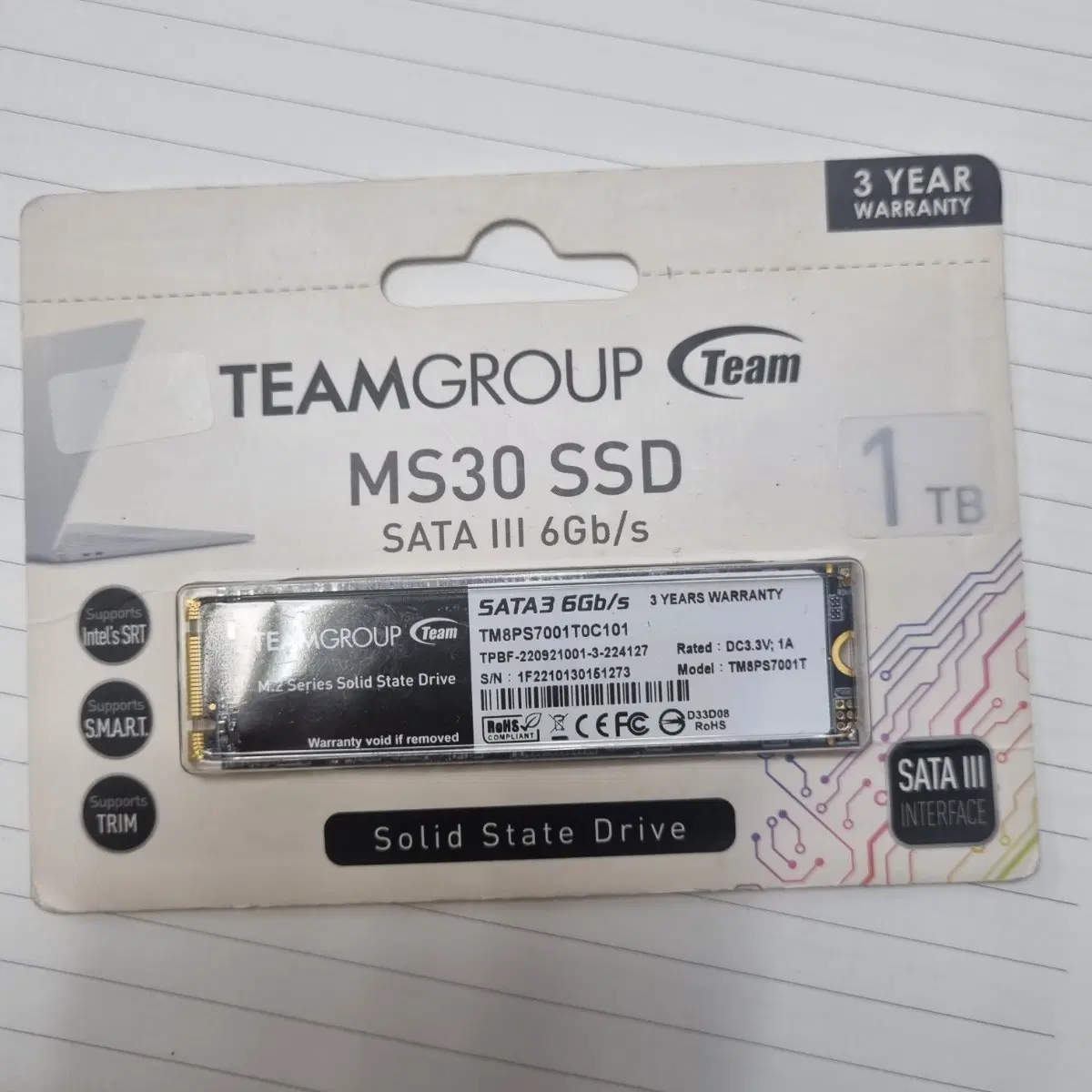 팀그룹 MS30 SSD 1TB SATA3 미사용
