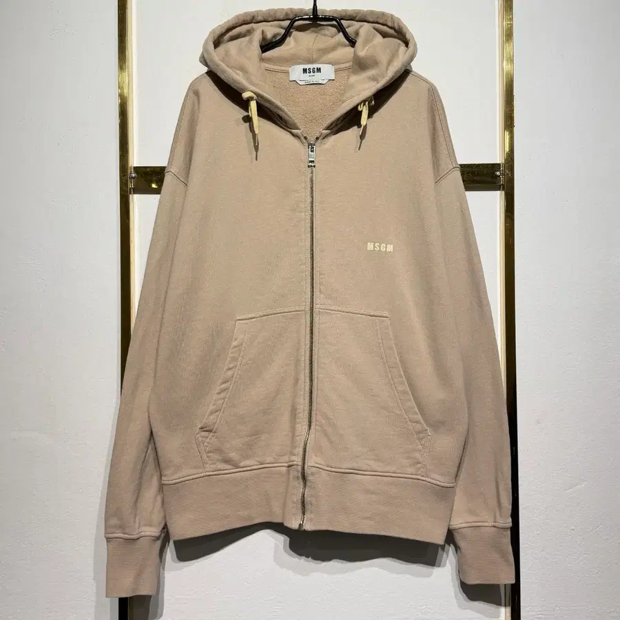 MSGM 스몰 로고 후드 집업 베이지 M