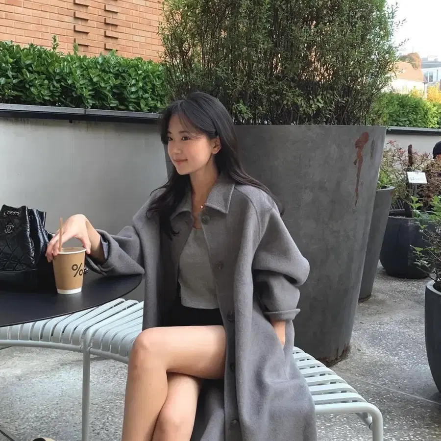 샵보울 캐시미어 핸드메이드 코트(차콜)