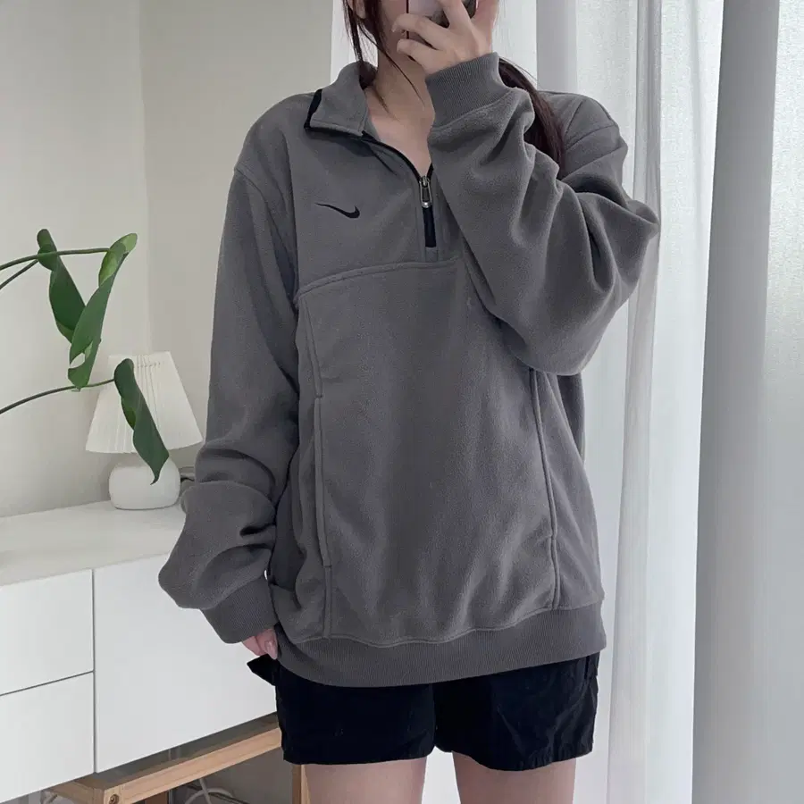 나이키 딥그레이 블랙스우시 반집업 후리스 [ M ]