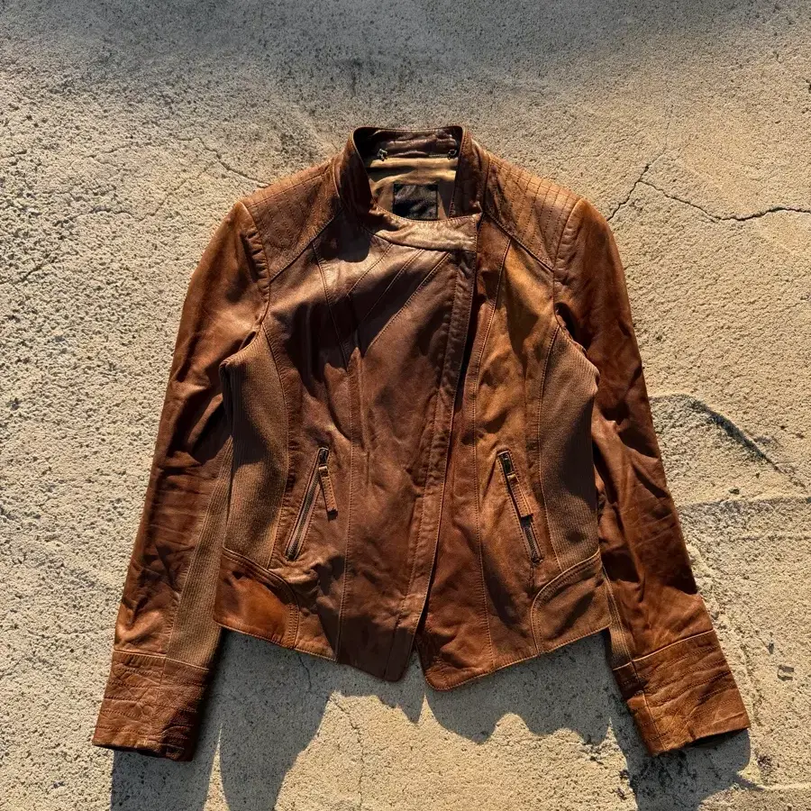 Brown Lambskin Y2K Racing Leather Jacket
