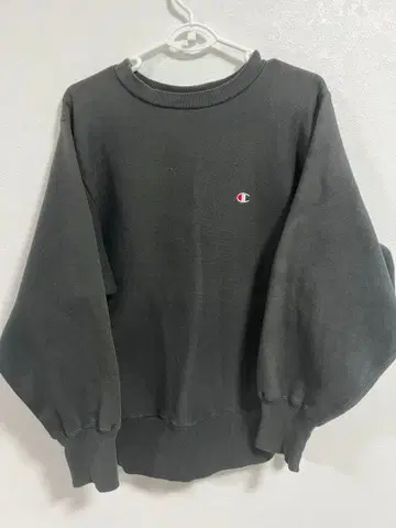 90s 자수 택 Champion REVERSE WEAVE 블랙 M