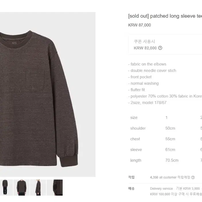 [2] 홈리 patched long sleeve brown
